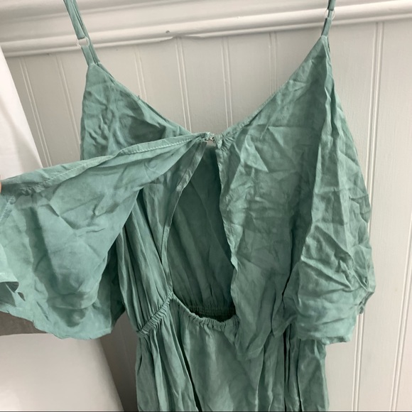 BLUE LIFE Green Teal Acid Wash Sleeveless Side Slit Asymmetrical Dress XS - Picture 9 of 12